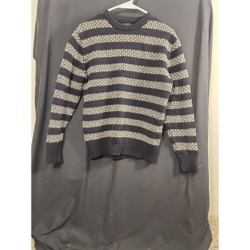 J.Crew  100 Percent Lambswool Stripe Sweater‎ Chunky Men's Pullover Medium M